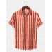 Mens Tie Dye Striped Print Button Up Short Sleeve Shirts