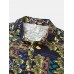 Mens Vintage Plants Print Button Front Short Sleeve Shirts