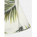 Mens Tropical Leaves Pattern Side Split Buttons Up Shirts