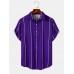 Mens Vertical Stripe Button Up Preppy Short Sleeve Shirts