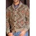 Lapel Slim Jacquard Sweater Men's Cardigan